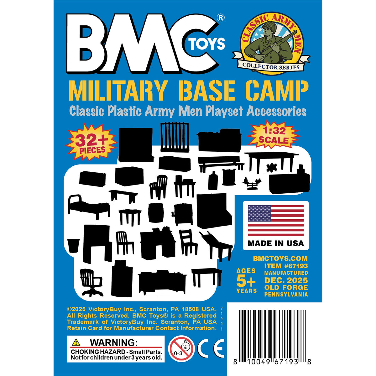 BMC Classic Marx Military 32pc Basecamp Furniture and Accessories Blue Color Insert Art