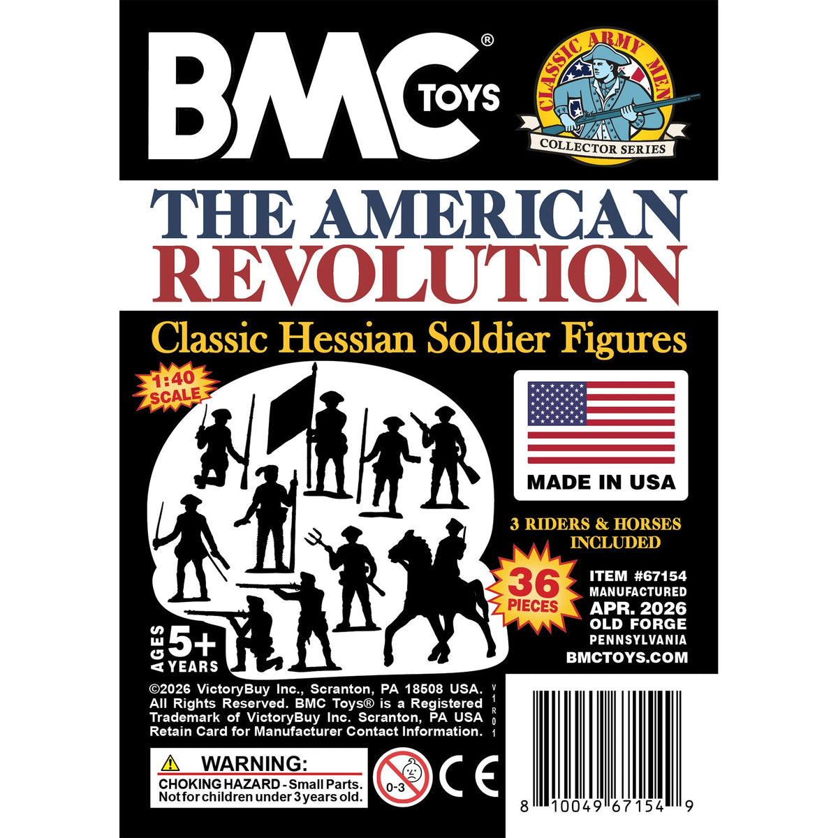 BMC Toys Classic MPC American Revoutionary War German Hessian Colonial Black Soldier Figures Insert Art