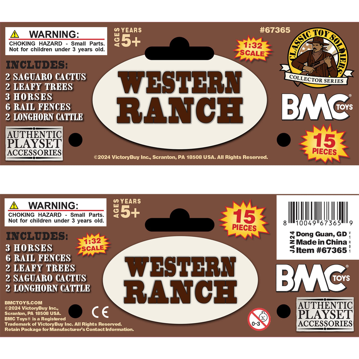 BMC Toys Classic Toy Soldiers Western Ranch Playset Accessories Header Card Art
