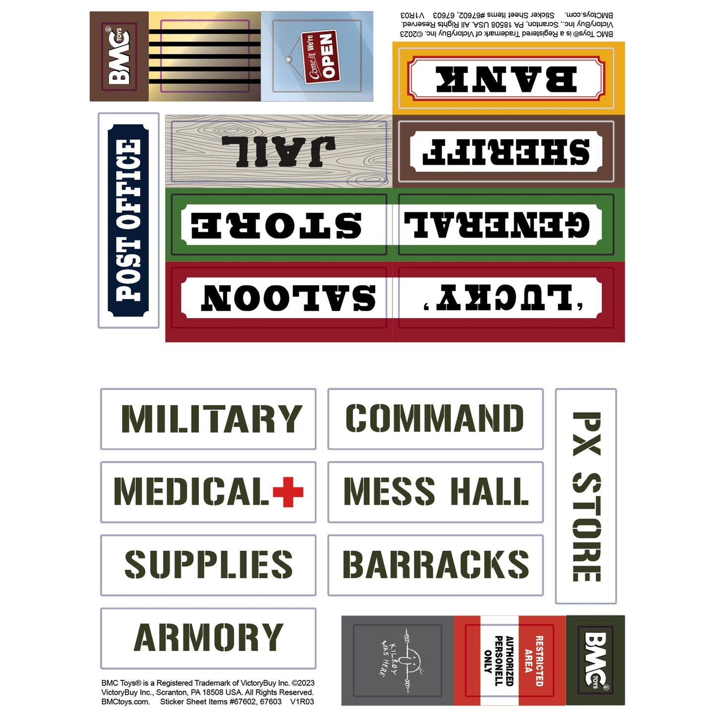 BMC WW2 Blockhouse Bunker Doors Signs Ladders Plastic Army Men Playset Accessories Sticker Art