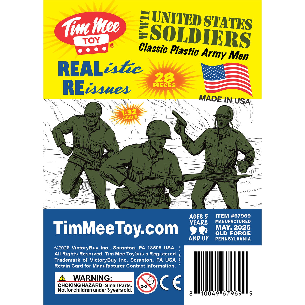 Tim Mee Toy WW2 Plastic Army Men DK Novelties Olive Green Insert Art