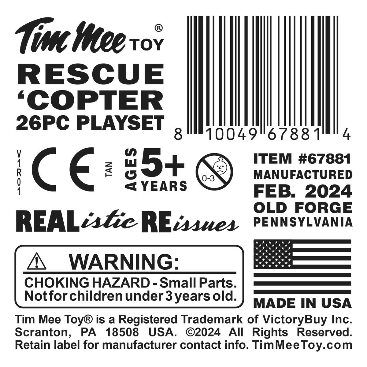 Tim Mee Toy Army Medical Rescue Helicopter Tan Label Art