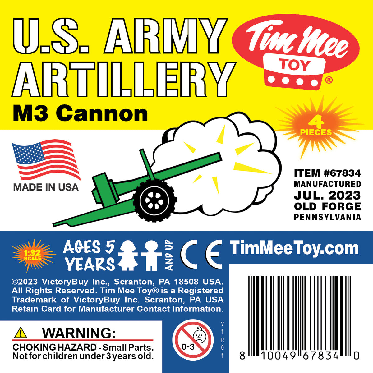 Tim Mee Toy M3 Artillery Anti-Tank Cannon Green Insert Art