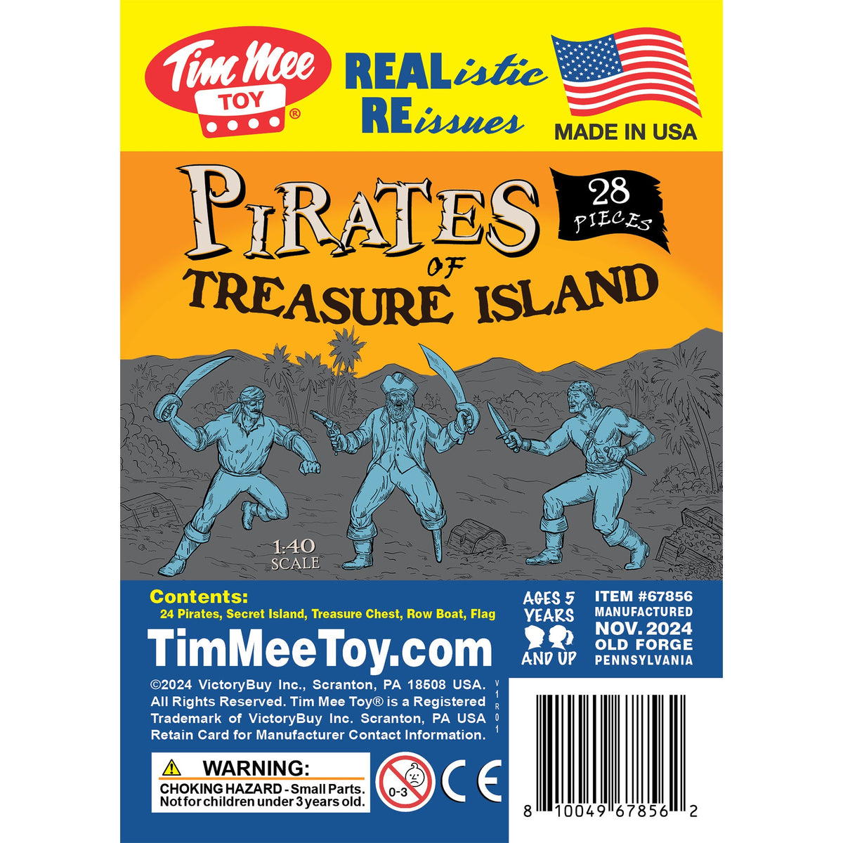 Tim Mee Toy Pirates of Treasure Island Powder Blue and Gray 28pc Playset Insert Art