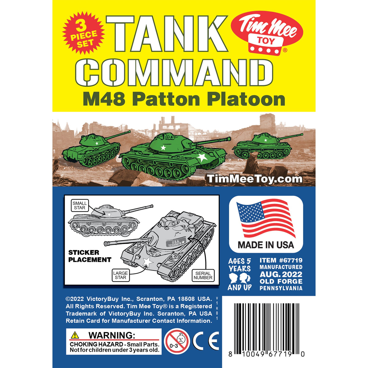 Tim Mee Toy M48 Patton Tank Medium Green Insert Art