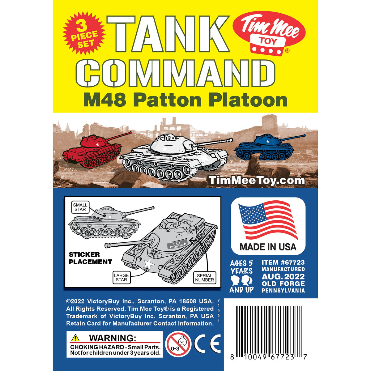 Tim Mee Toy M48 Patton Tank Red White Blue Insert Art