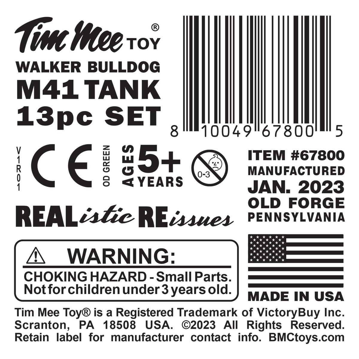 Tim Mee Toy Walker Bulldog Tank OD Green Label Art