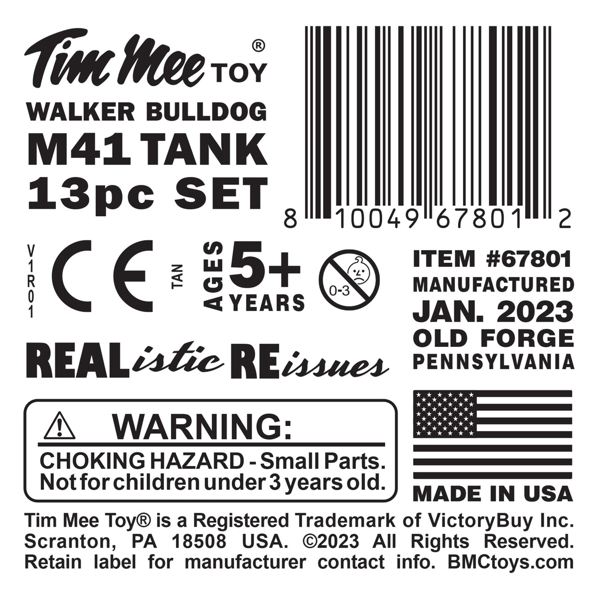 Tim Mee Toy Walker Bulldog Tank Tan Label Art