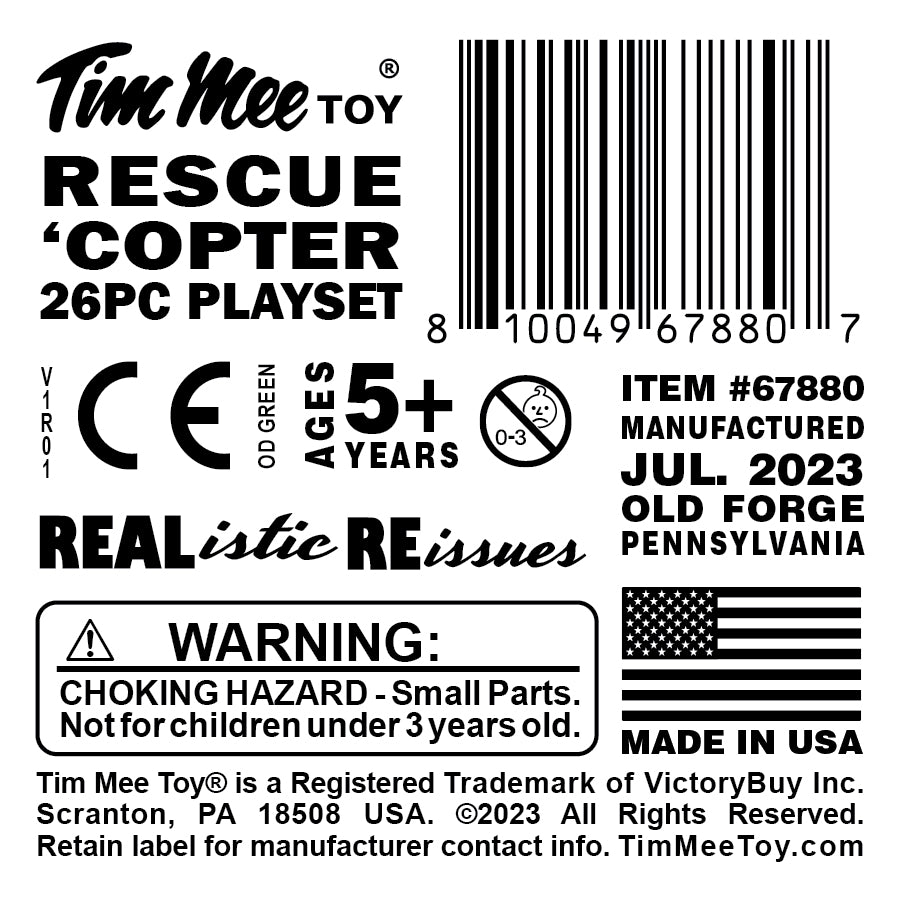 Tim Mee Toy Army Helicopter OD Green Label Art