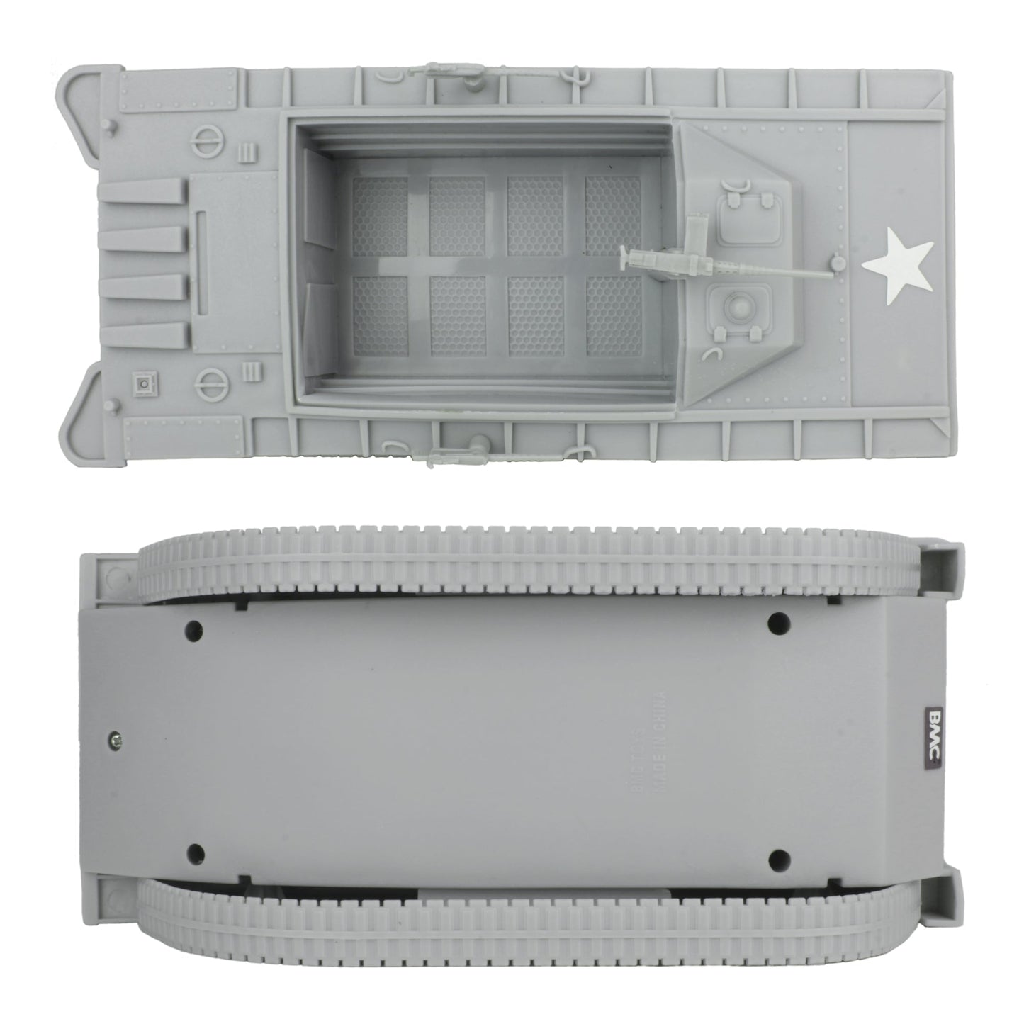 BMC Toys Amtrack Gray Amphibious Vehicle Top and Bottom Views
