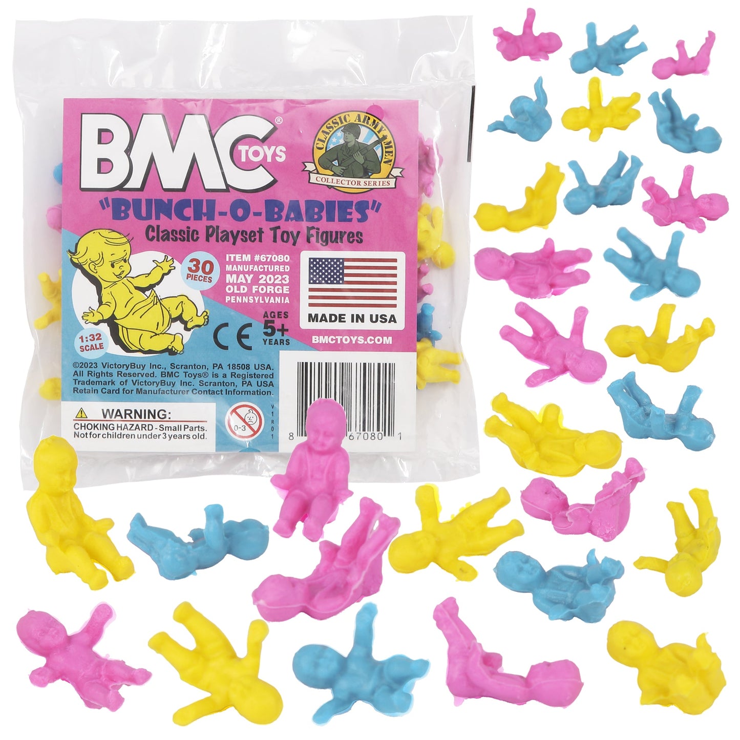 BMC Toys Classic Plastic Powder-Blue, Pink and Yellow Baby Figures Main Image