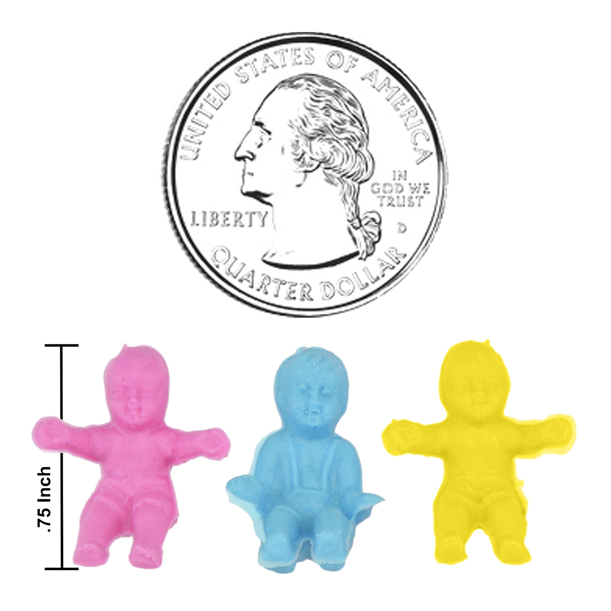 BMC Toys Classic Plastic Powder-Blue Yellow and Pink Baby Figures Scale