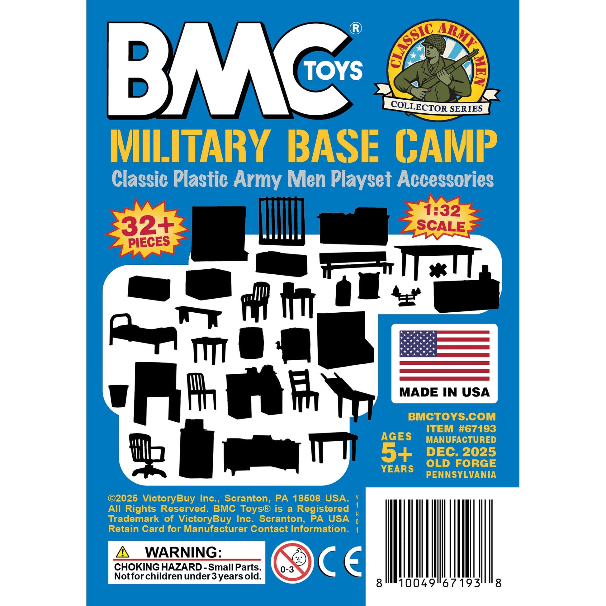 BMC Classic Marx Military 32pc Basecamp Furniture and Accessories Blue Color Insert Art 