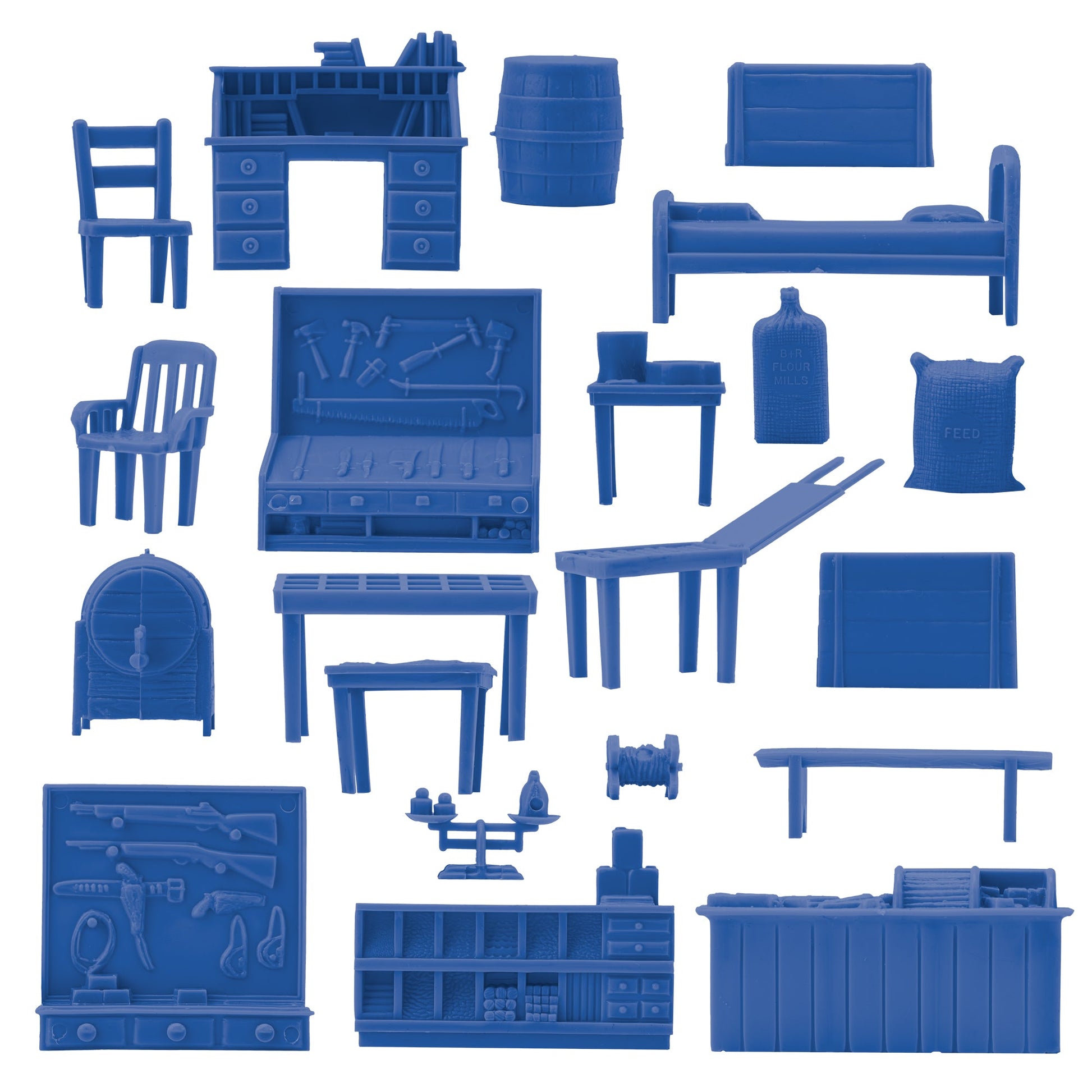 BMC Classic Marx Army Base Furniture and Accessories Blue Color Close Up