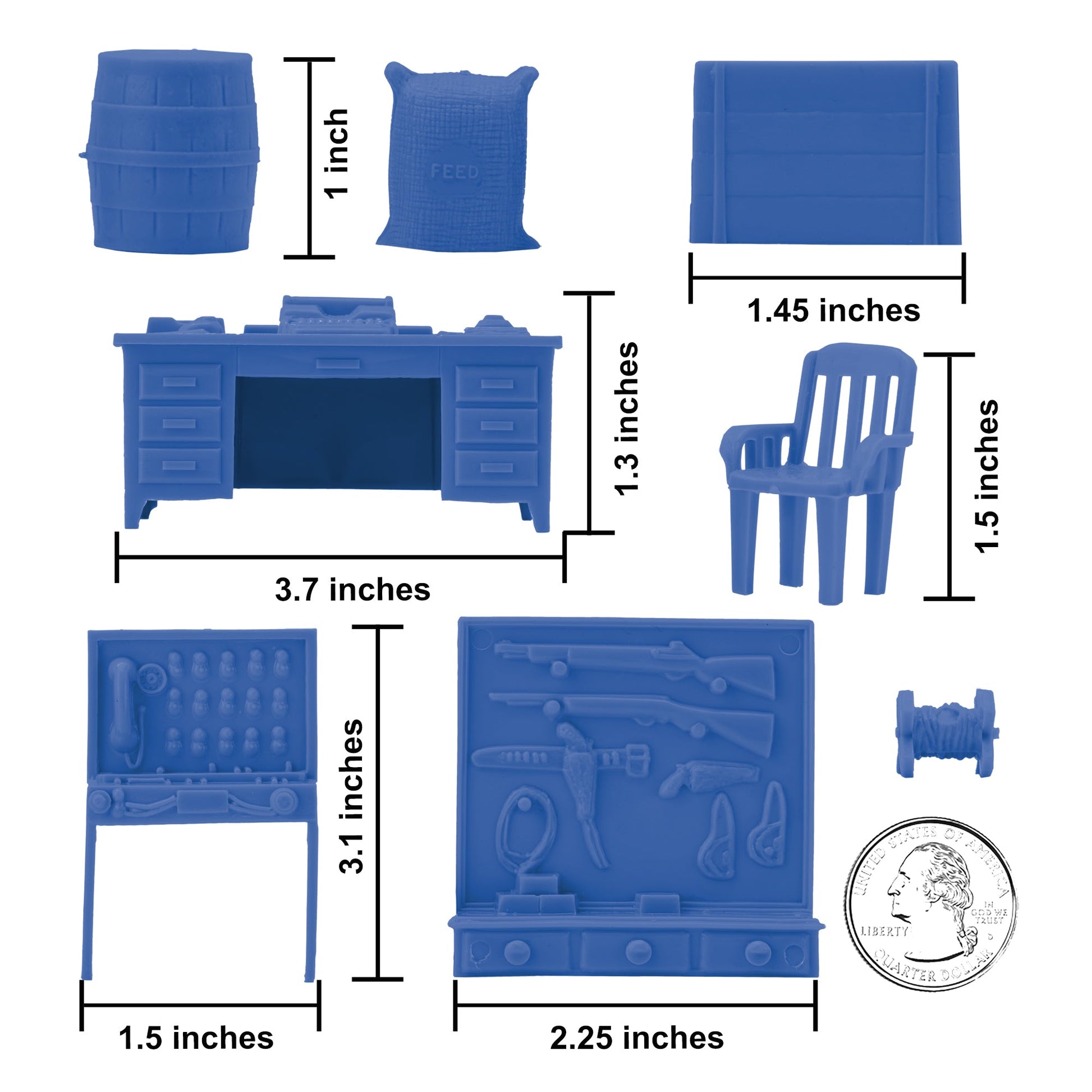 BMC Classic Marx Military Base Furniture and Accessories Blue Color Scale