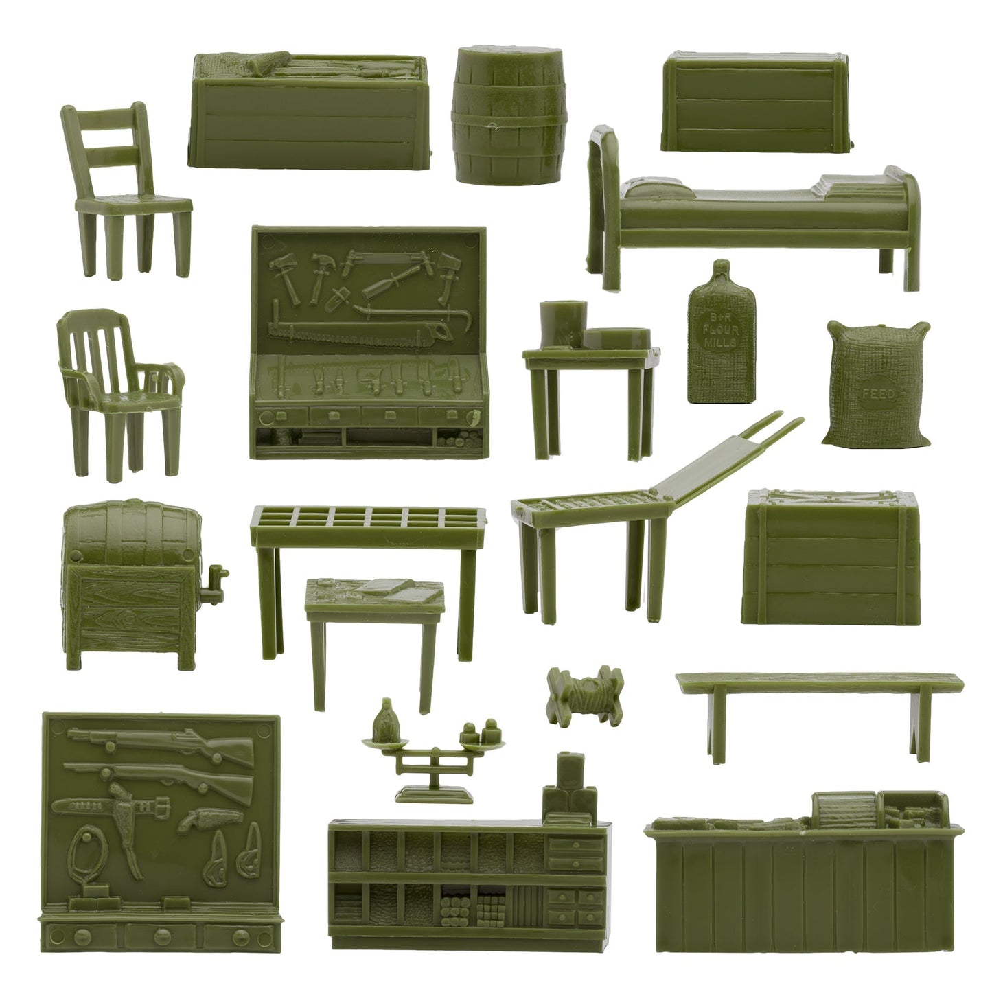 BMC Classic Marx Army Base Furniture and Accessories OD Green Color Close Up