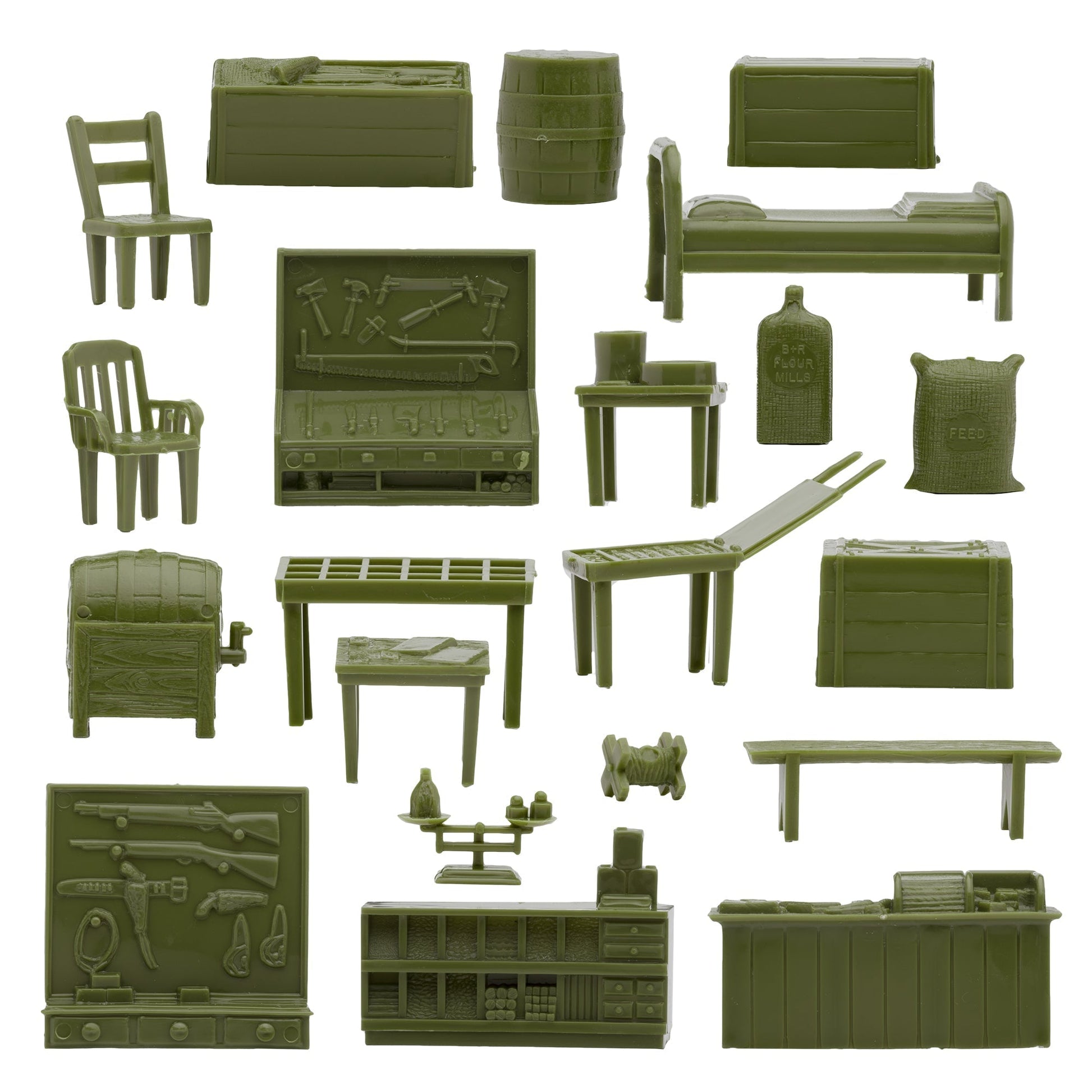 BMC Classic Marx Army Base Furniture and Accessories OD Green Color Close Up
