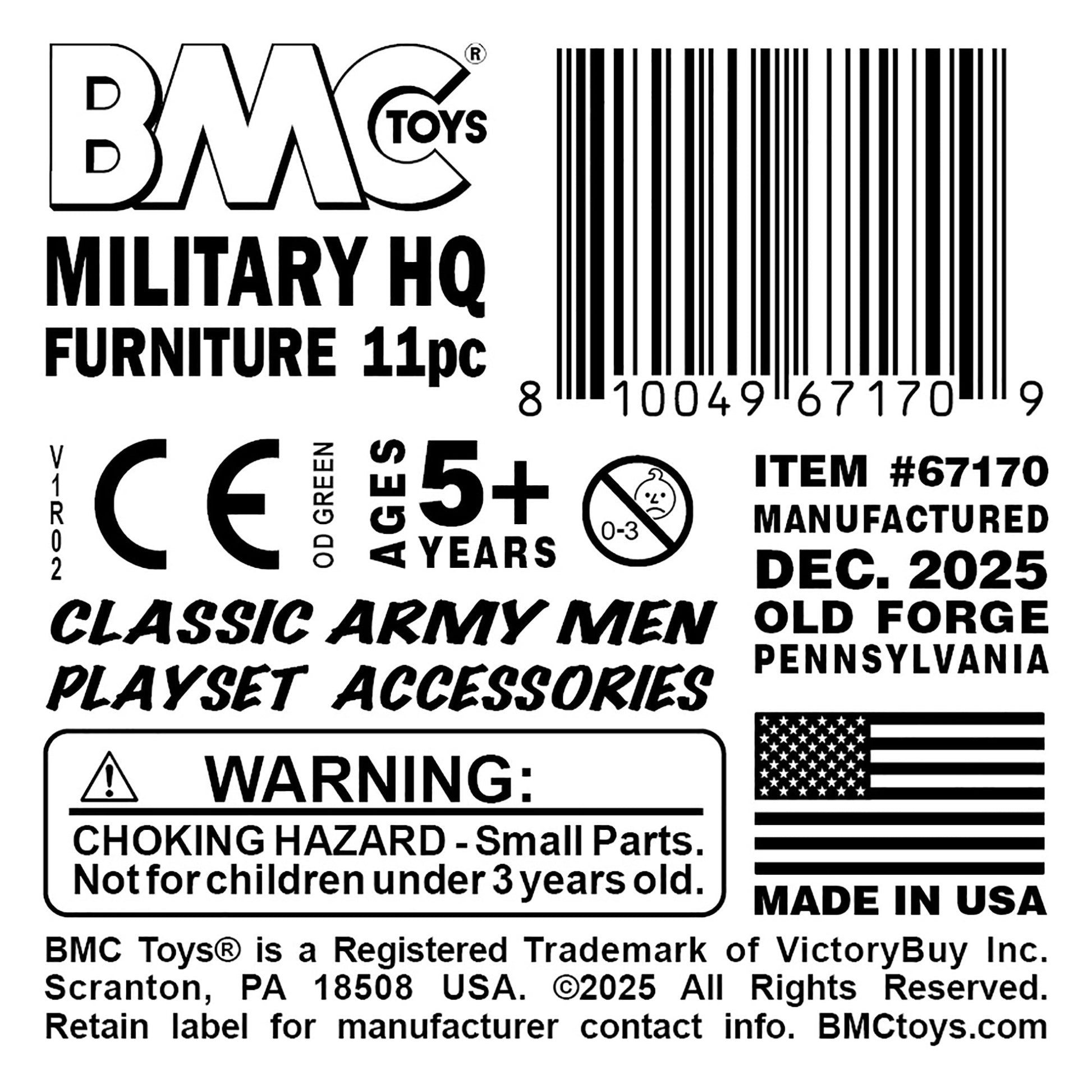 BMC Classic Marx Military Headquarters Army Office Furniture OD-Green Accessory Parts Pack Label Art
