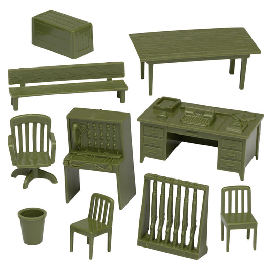 BMC Classic Marx Military Headquarters Army Office Furniture OD-Green Accessory Parts Pack Vignette