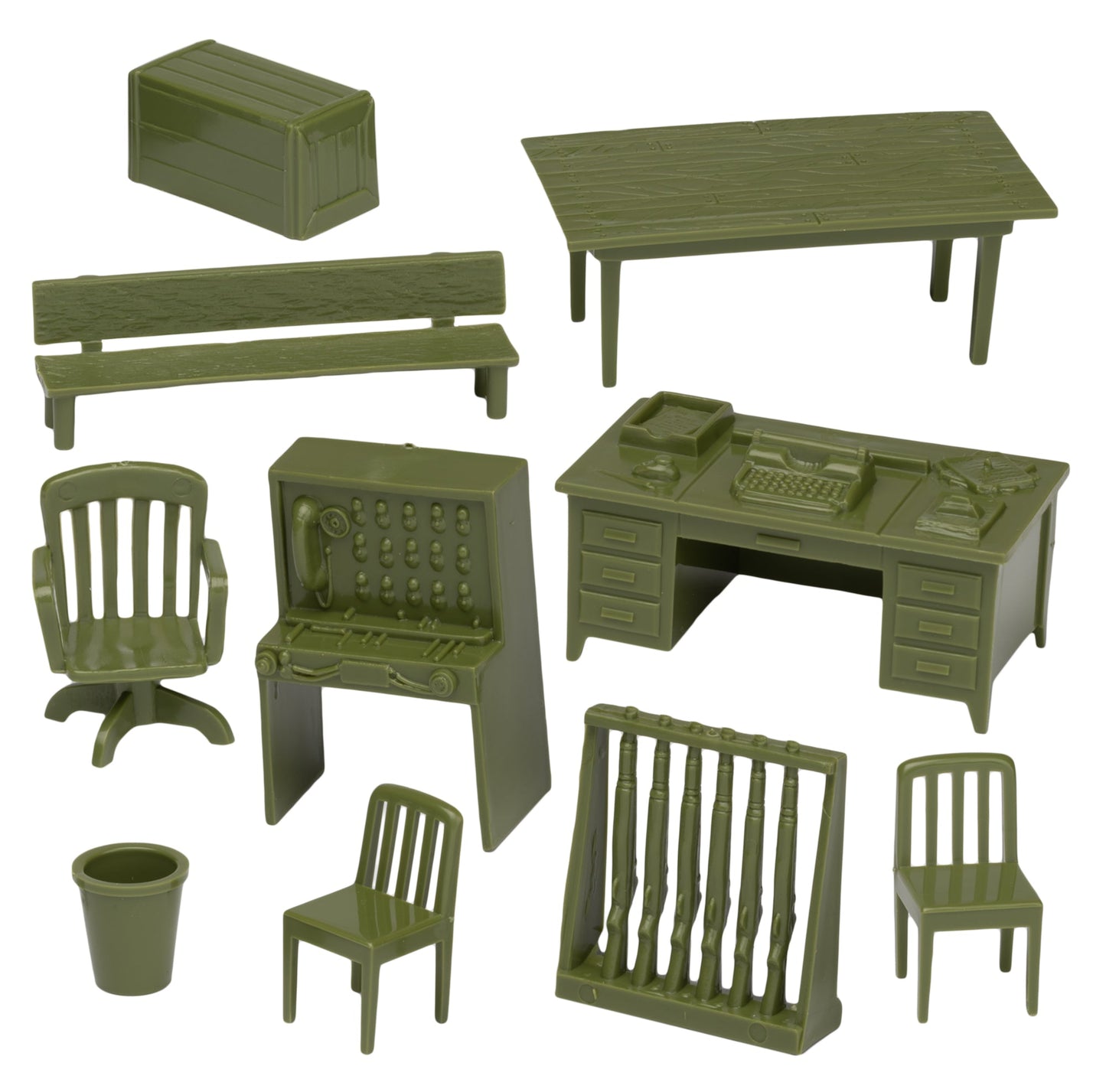 BMC Classic Marx Military Headquarters Army Office Furniture OD-Green Accessory Parts Pack Vignette