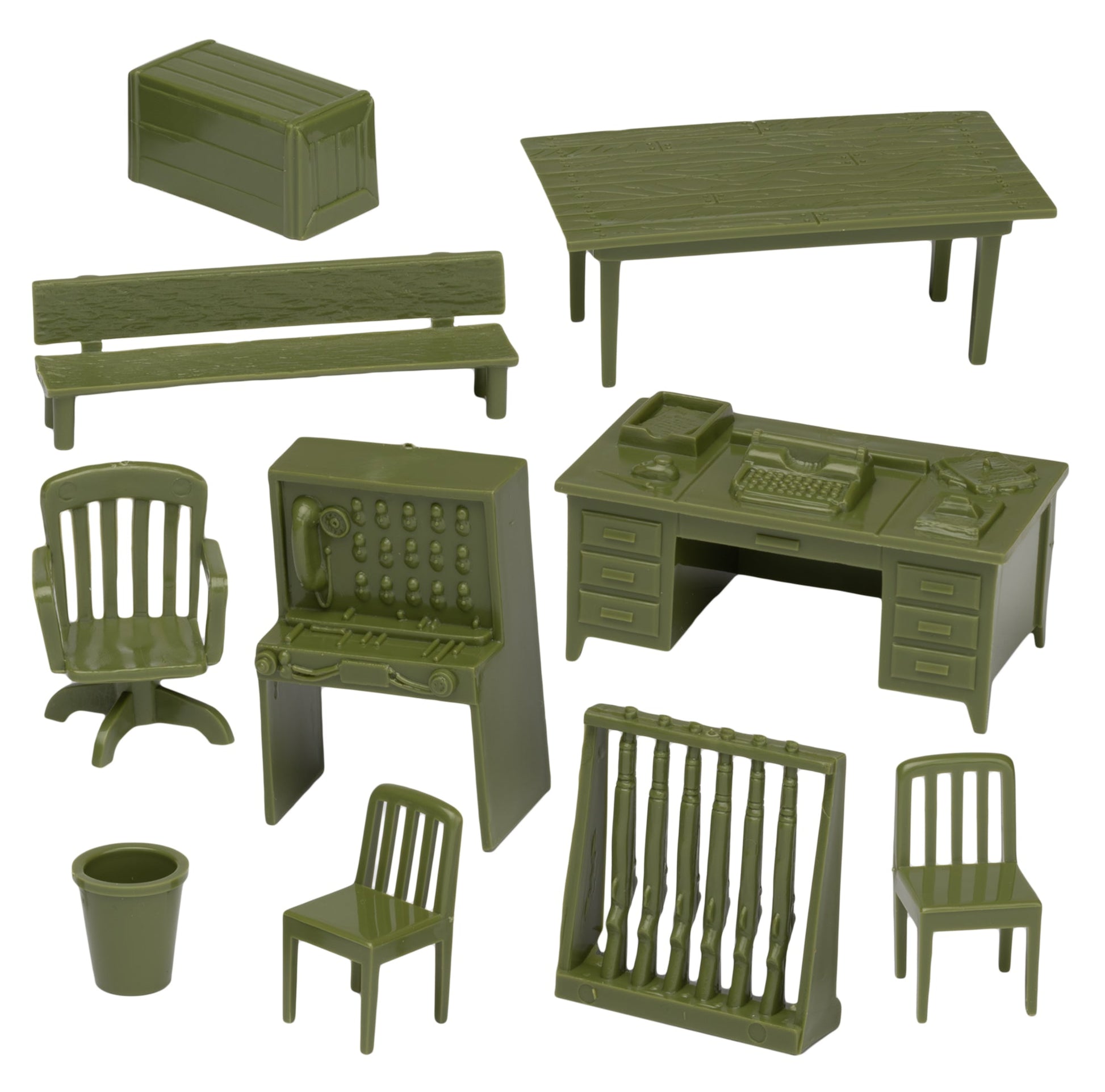 BMC Classic Marx Military Headquarters Army Office Furniture OD-Green Accessory Parts Pack Vignette