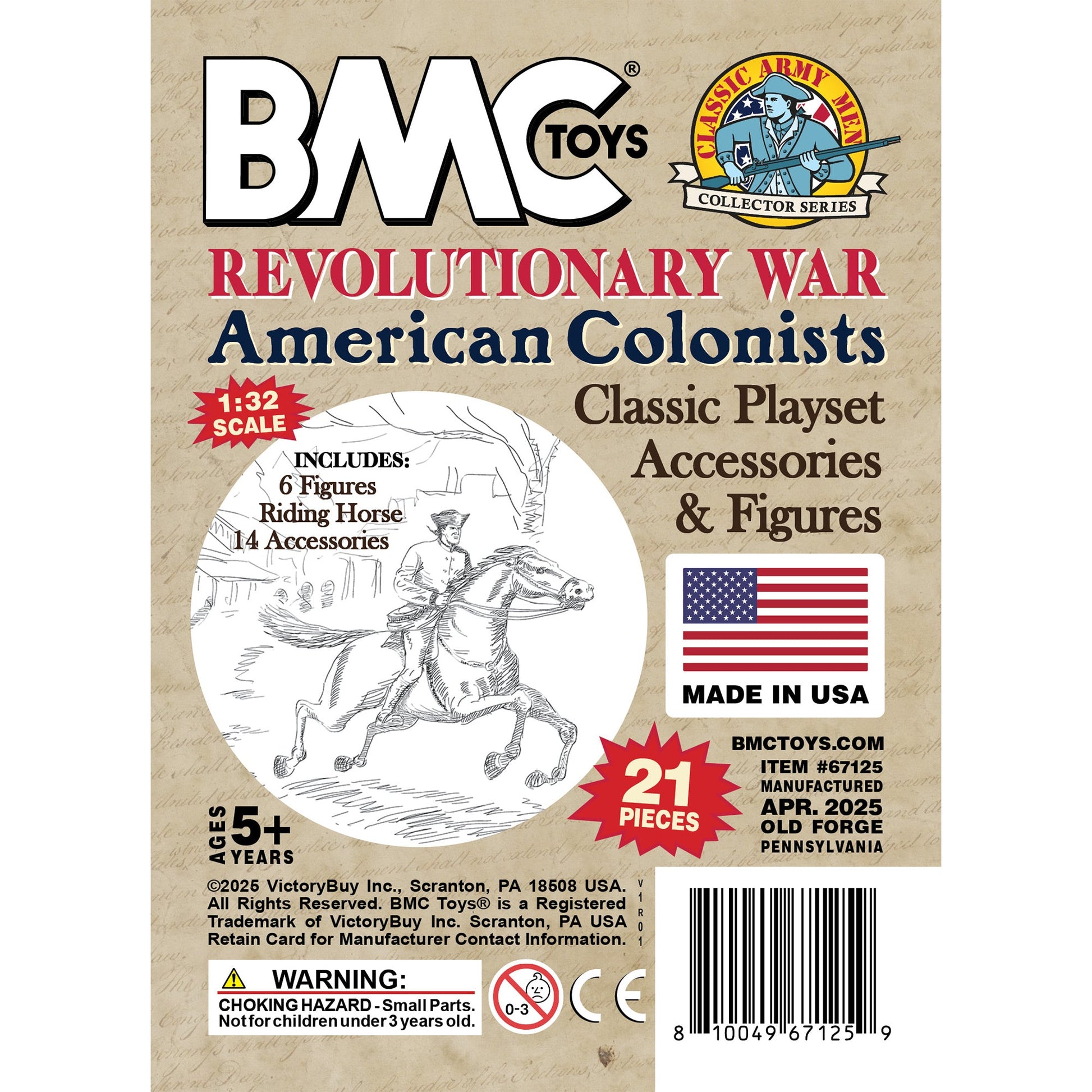 BMC Toys Classic Marx Colonial Characters Cream-White Color Playset Insert Art