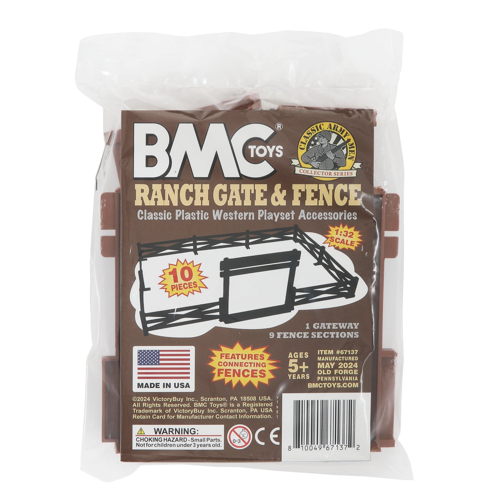 BMC Toys Classic Marx Fence Ranch Brown Color Package