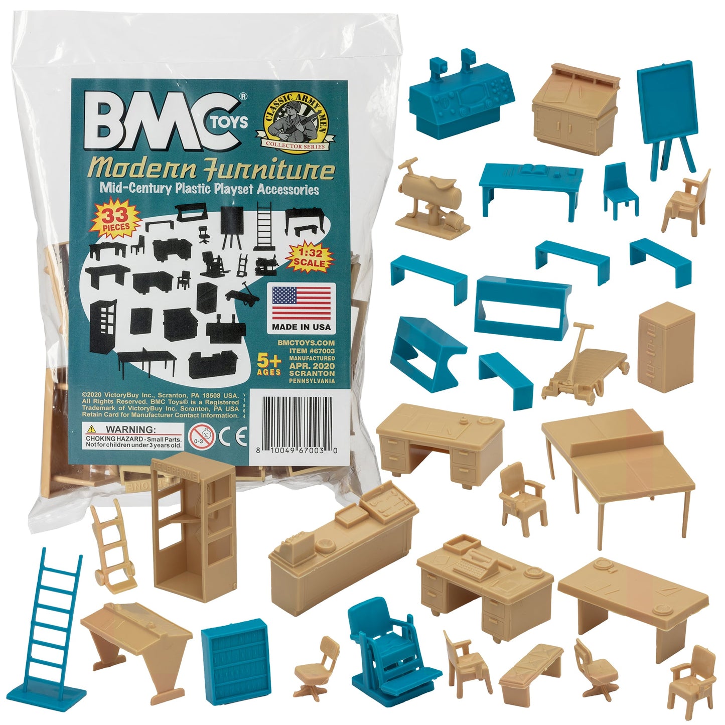 BMC Toys Classic Marx Furniture Modern Tan & Teal-Blue Colors Main Image