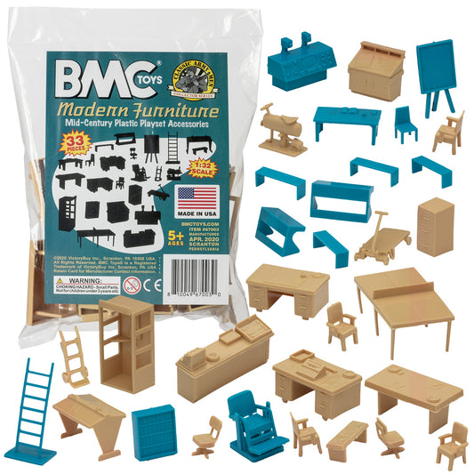 BMC Toys Classic Marx Furniture Modern Tan & Teal-Blue Colors Main Image