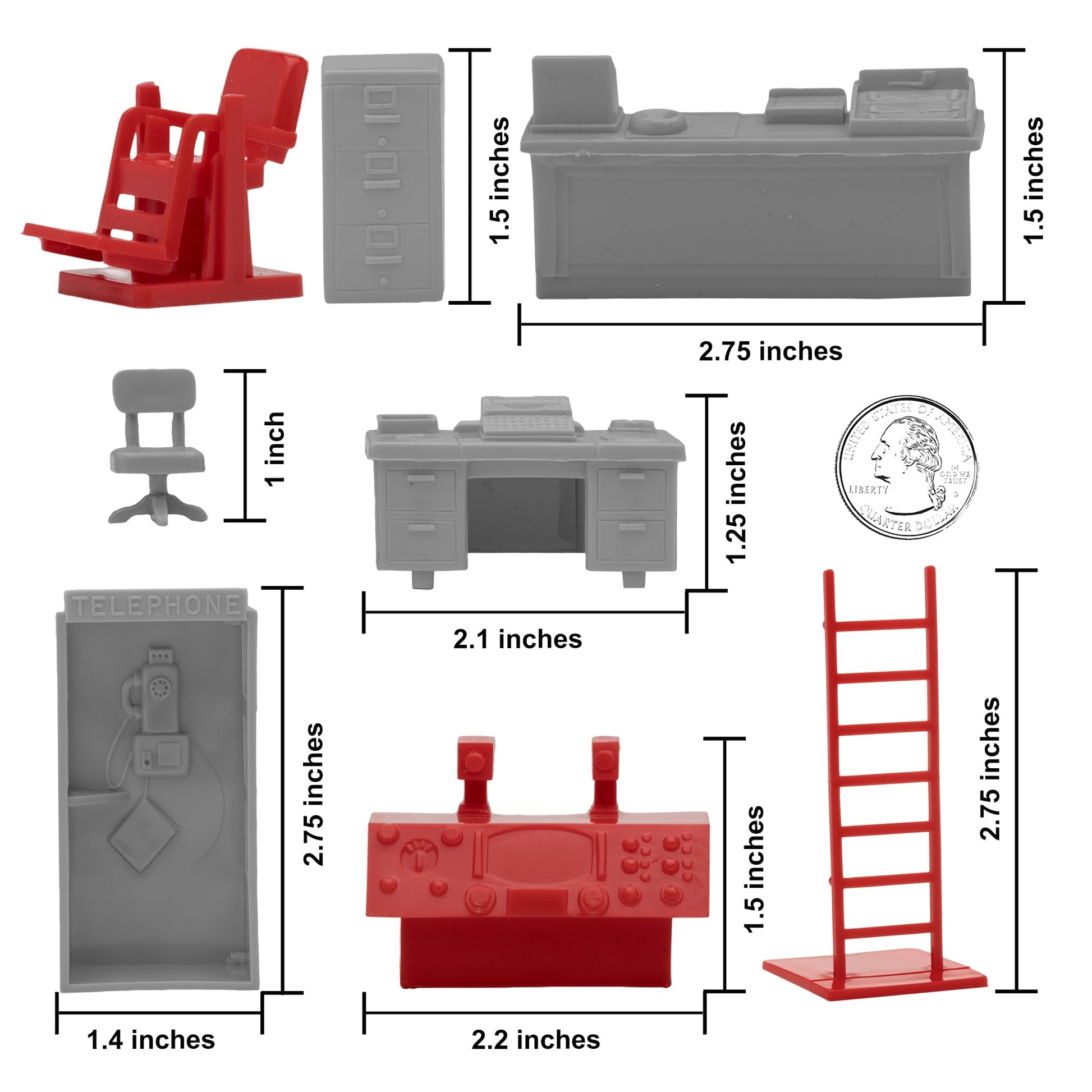 BMC Toys Classic Marx Furniture Modern Gray and Red Colors Scale