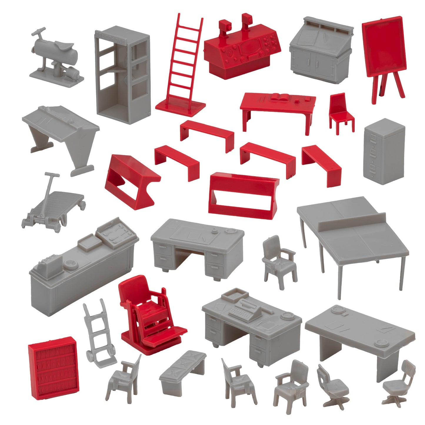 BMC Toys Classic Marx Furniture Modern Gray and Red Colors Vignette