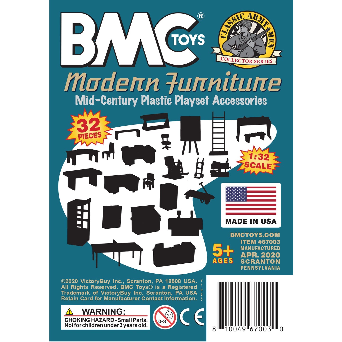 BMC Toys Classic Marx Furniture ModernTan & Teal-Blue Colors  Insert Card Art