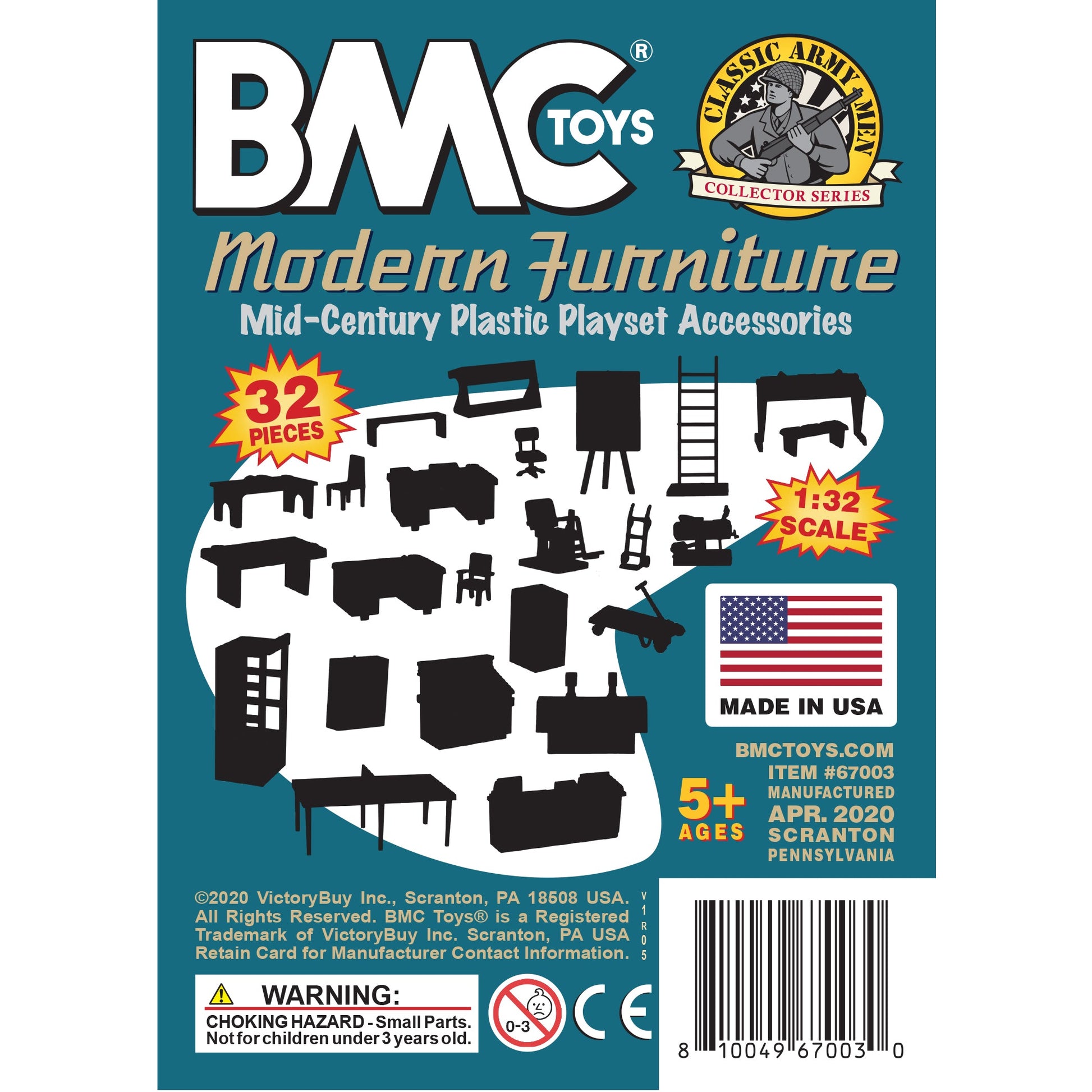 BMC Toys Classic Marx Furniture ModernTan & Teal-Blue Colors  Insert Card Art
