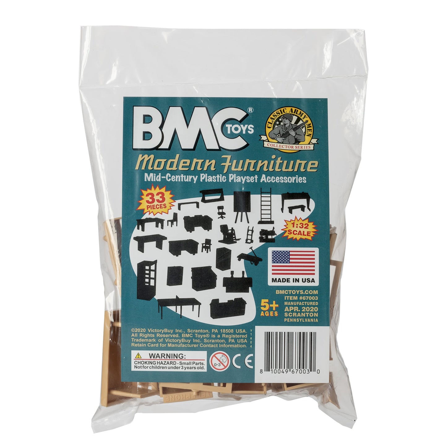 BMC Toys Classic Marx Furniture Modern Tan & Teal-Blue Colors Package