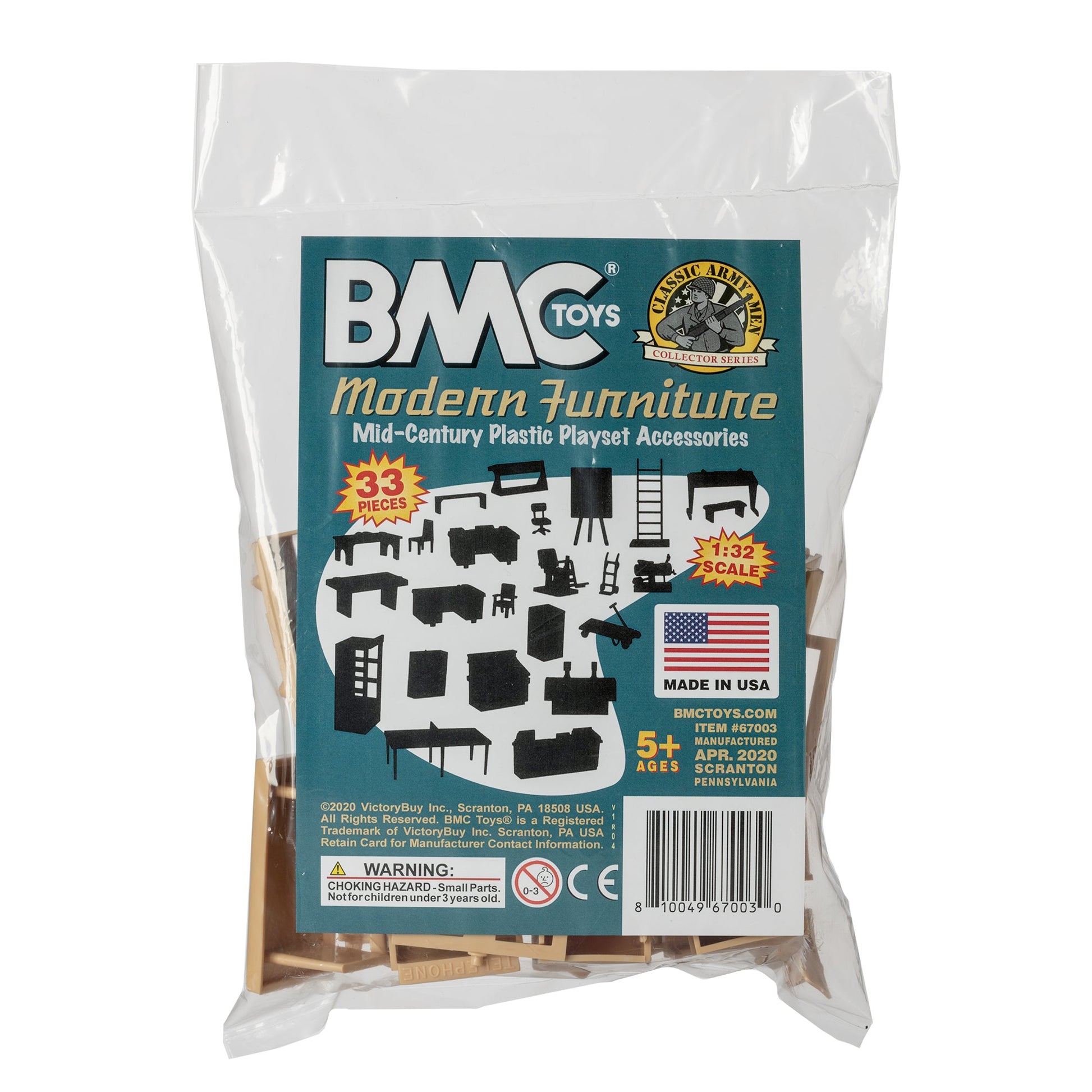 BMC Toys Classic Marx Furniture Modern Tan & Teal-Blue Colors Package