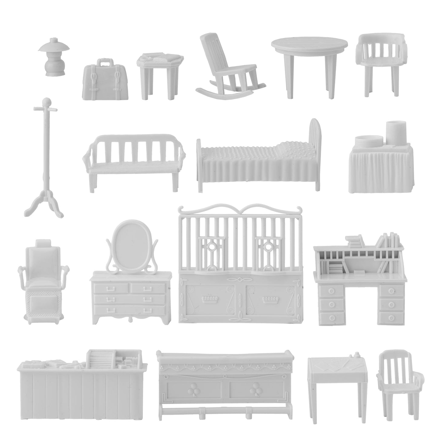 BMC Toys Classic Marx Traditional Antique Western Hotel Doll House and Playset Furniture Soft-White Colors Close Up View