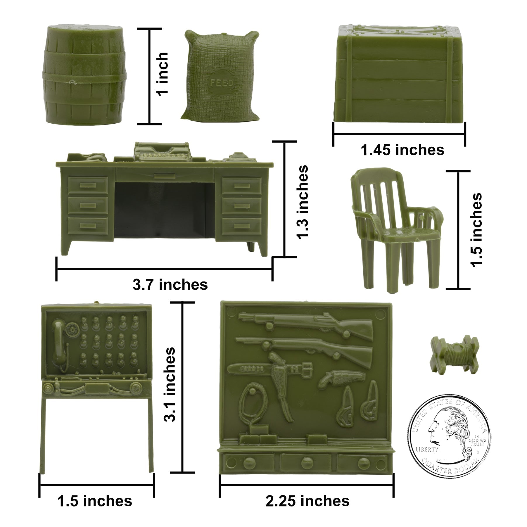 BMC Classic Marx Military Base Furniture and Accessories OD Green Color Scale