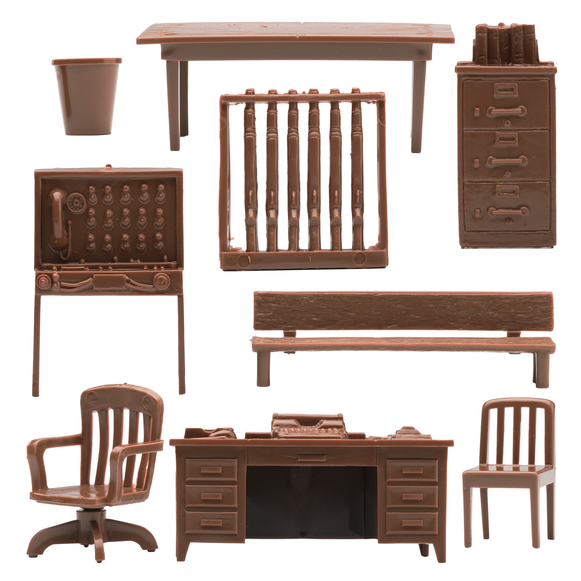 BMC Toys Toy Classic Marx Army Base Brown Office Furniture