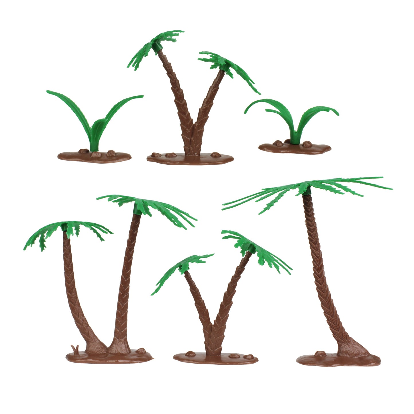 Tim Mee Toy Prehistoric Cavemen and Dinosaurs Bucket Playset Palm Trees & Jungle Ferns Close Up