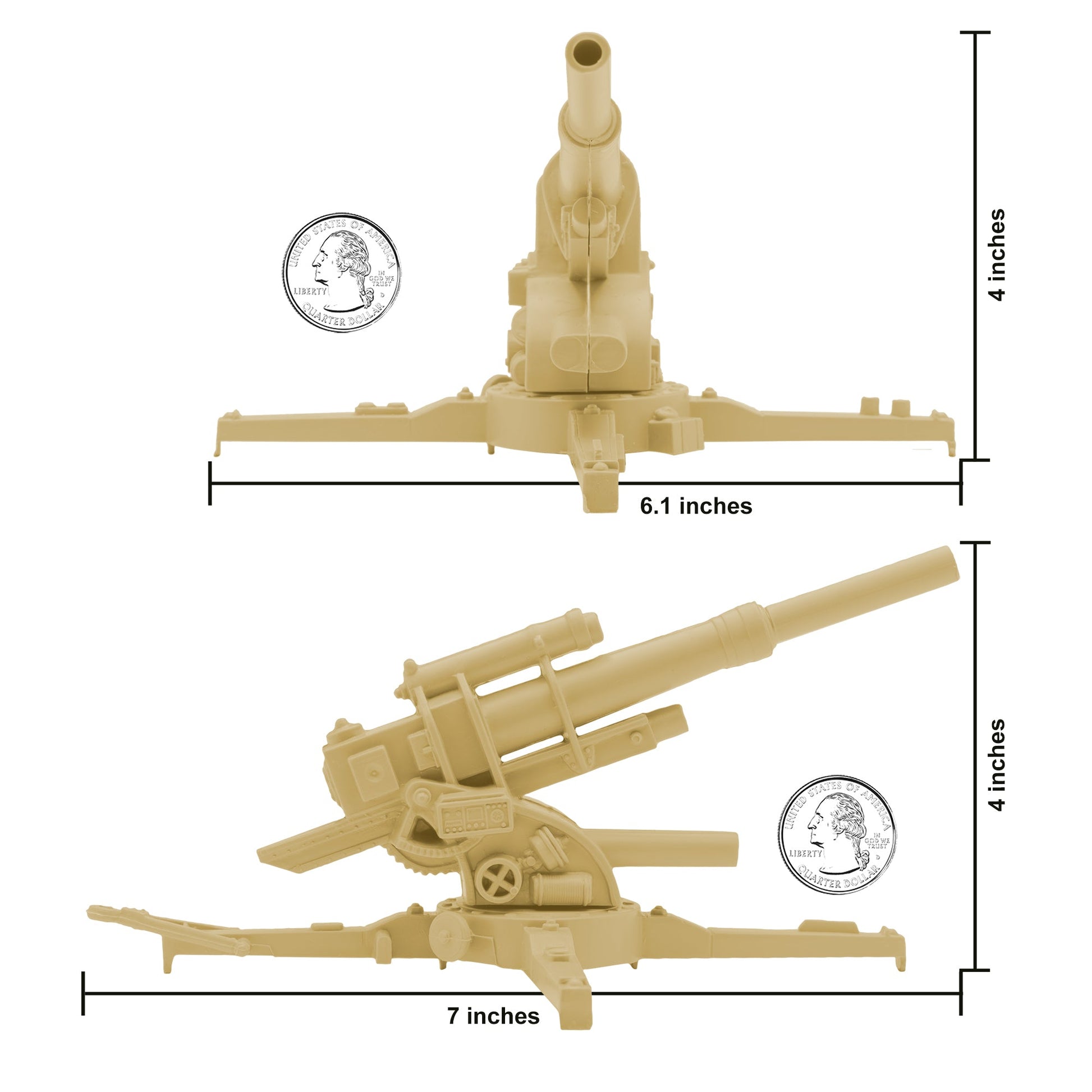 BMC Toys Classic Marx WW2 German Artillery Tan Scale