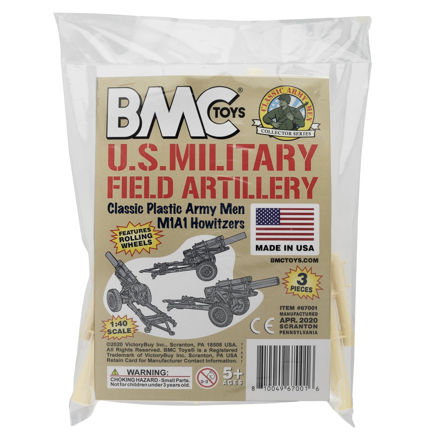 BMC Toys Classic Marx WW2 Howitzer Tan Package