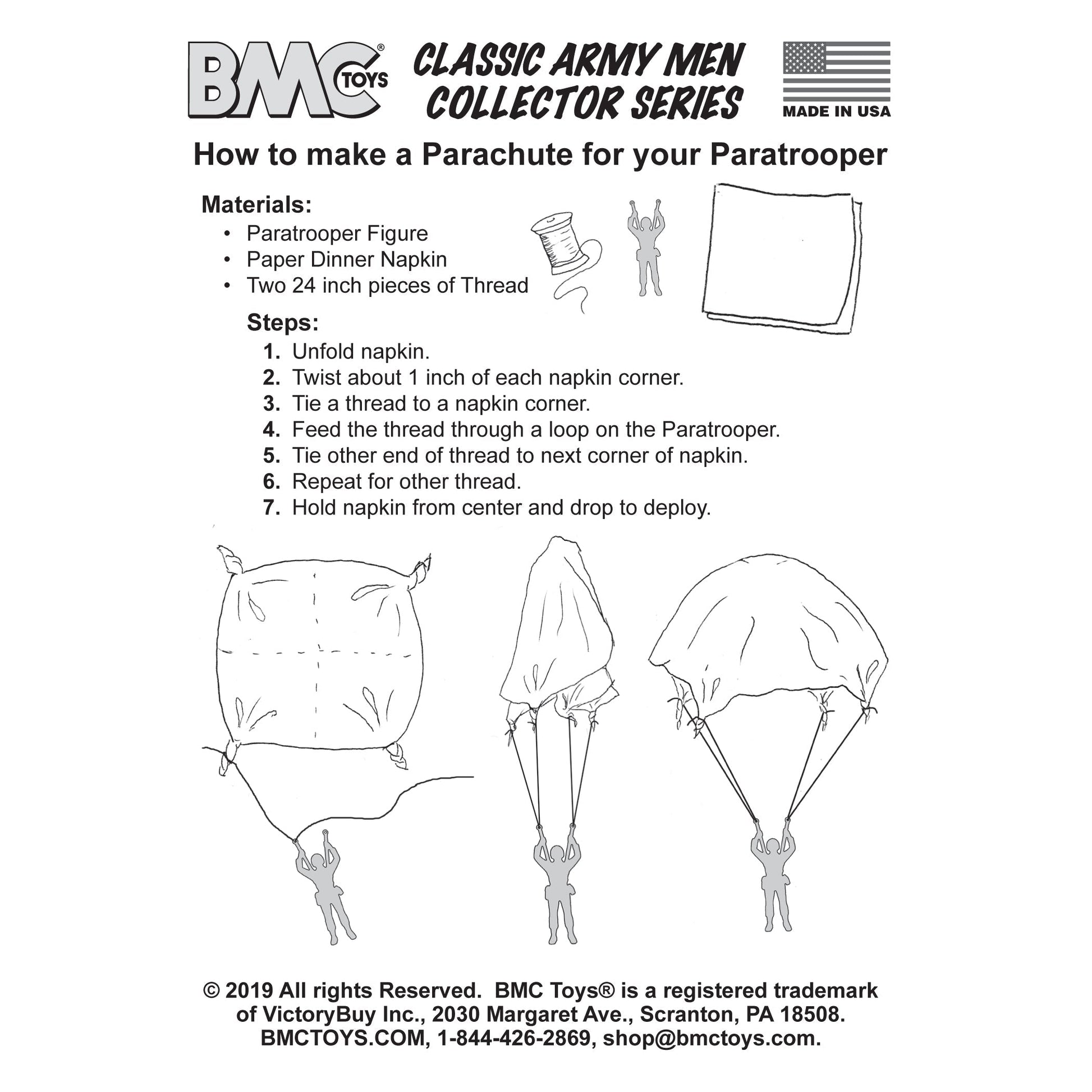 BMC Toys Classic Marx WW2 Parachute Instructions Insert Art