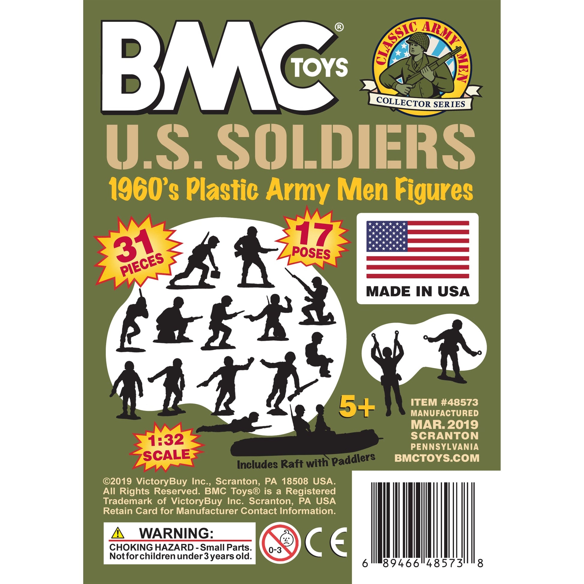 BMC Toys Classic Marx WW2 Marines OD Green Insert Art