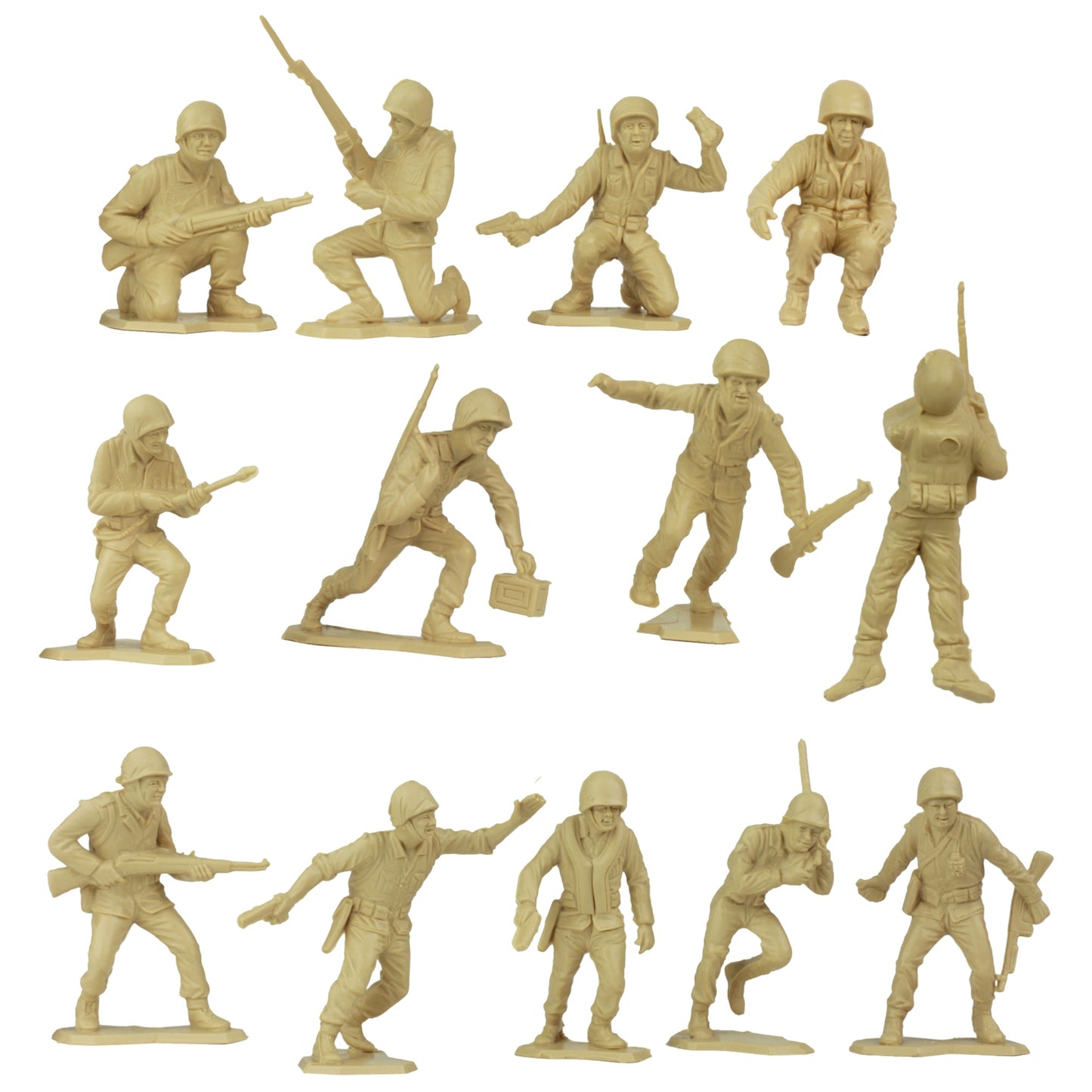 BMC Toys Classic Louis Marx and Company Tan Color US Soldier Figures Close Up View