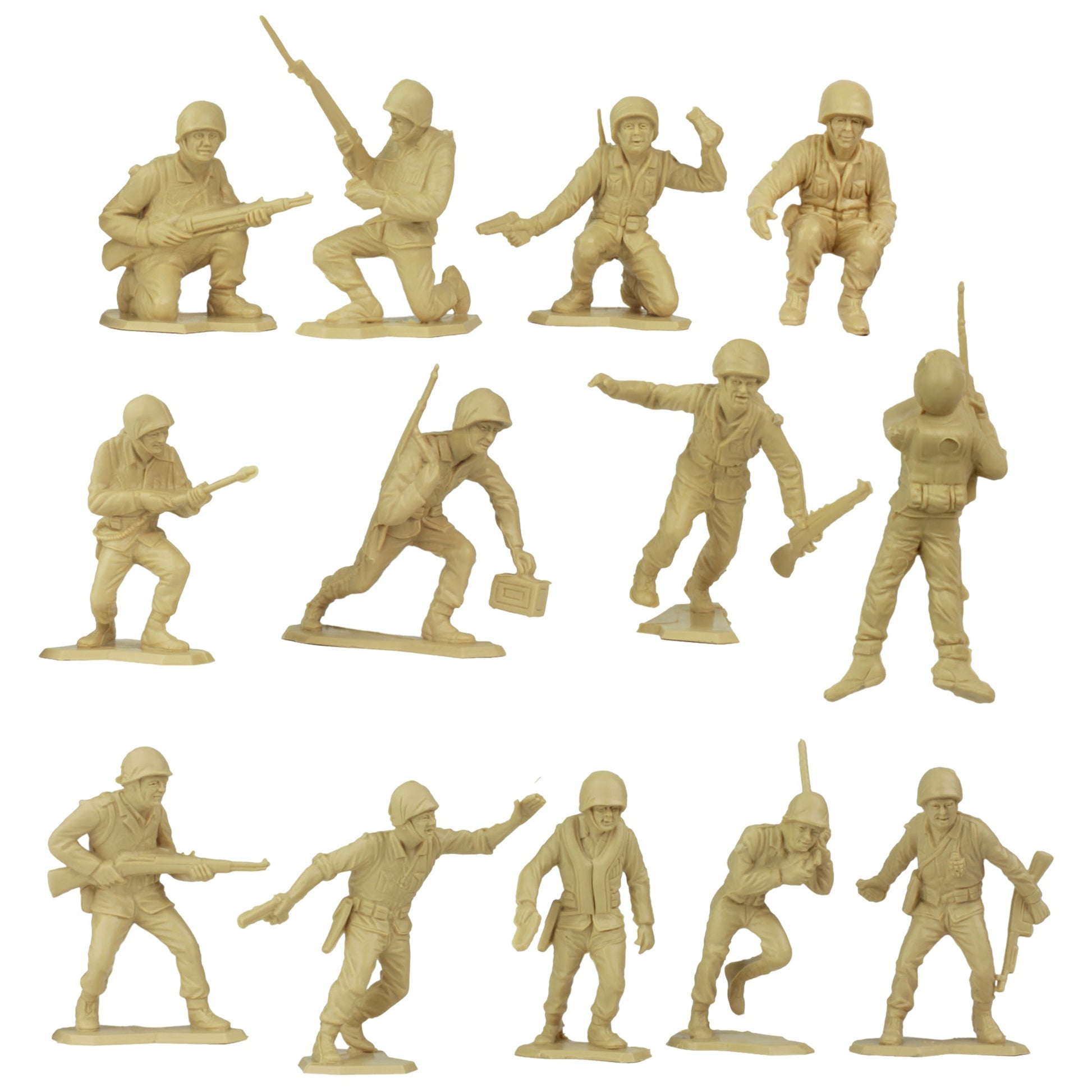 BMC Toys Classic Louis Marx and Company Tan Color US Soldier Figures Close Up View