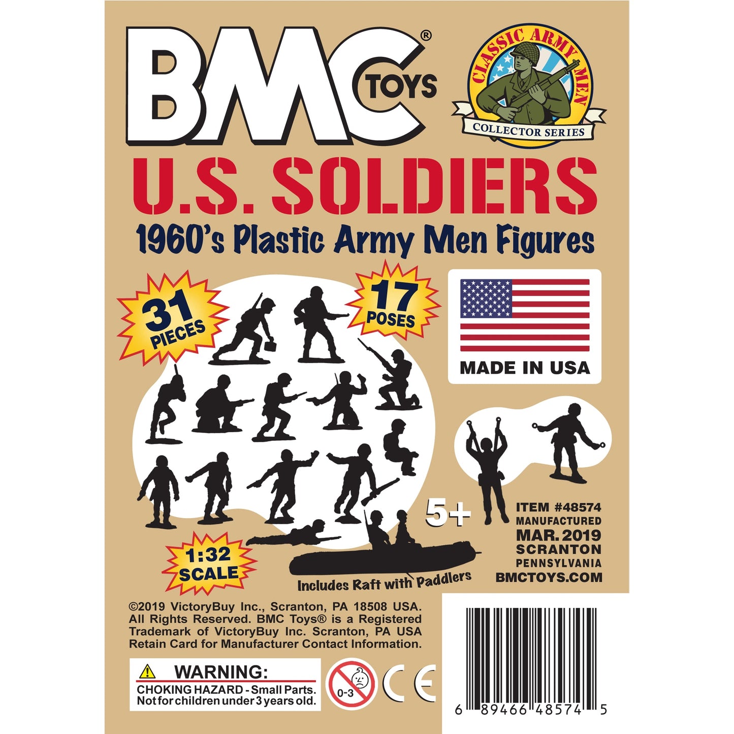 BMC Toys Classic Marx WW2 Marines Tan Insert Art Card Square