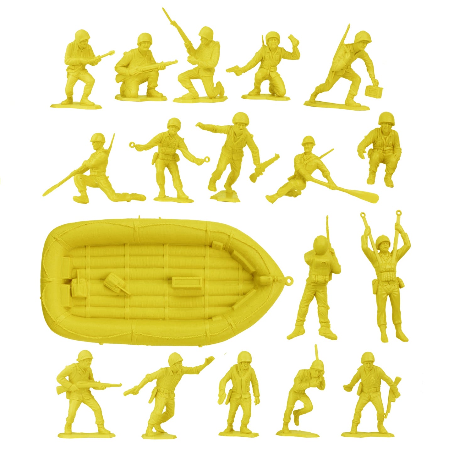 BMC Toys Classic Louis Marx & Co. WW2 Soldiers Yellow Figures Close Up