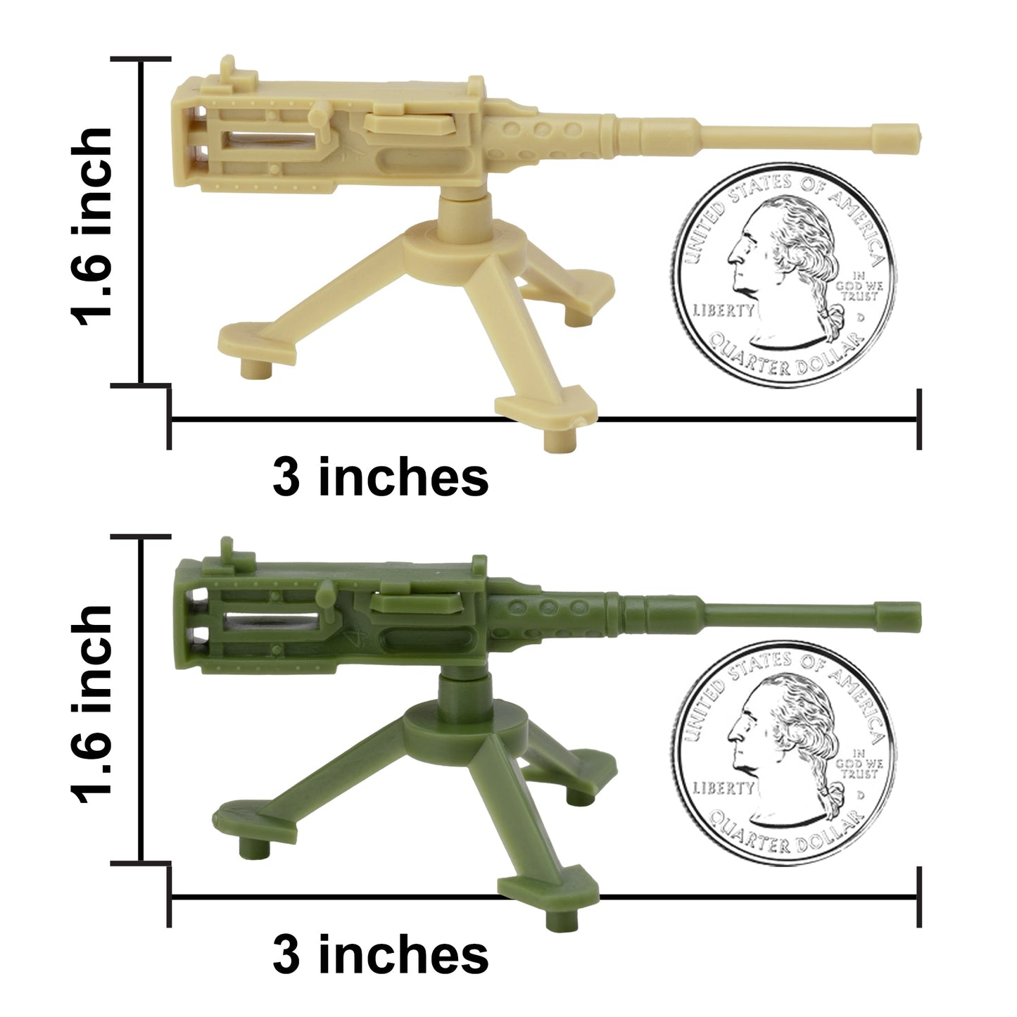 BMC Toys Classic Mpc Army MGs Tan OD Green Scale