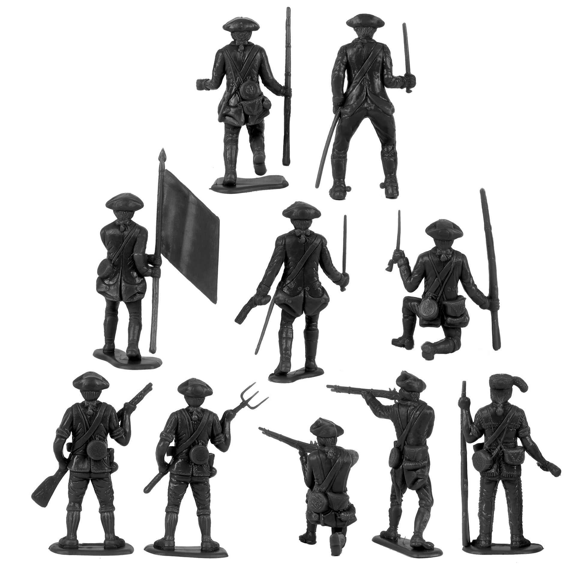 BMC Toys Classic MPC American Revoutionary War Colonial French Black Soldier Figures Close Up Back View