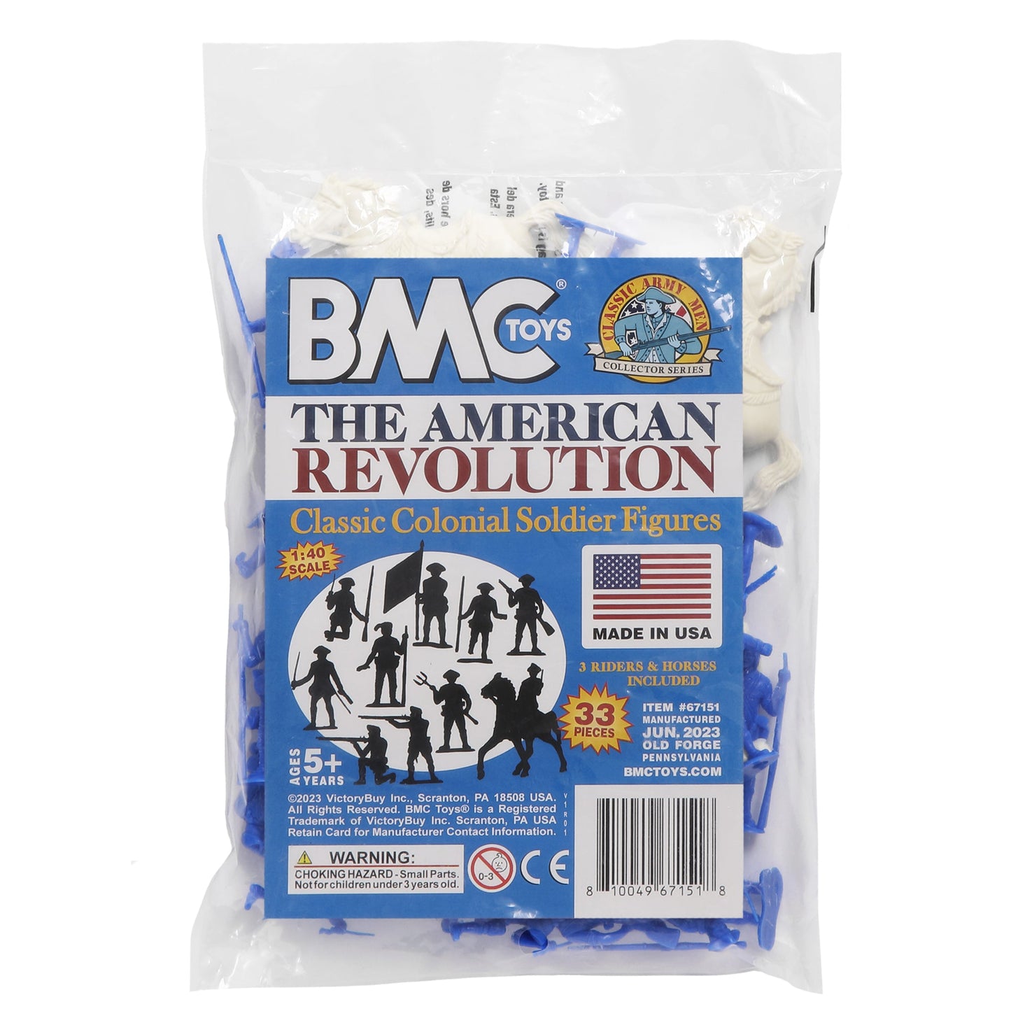 BMC Toys Classic MPC American Revoutionary War Colonial Blue Soldier Figures Package